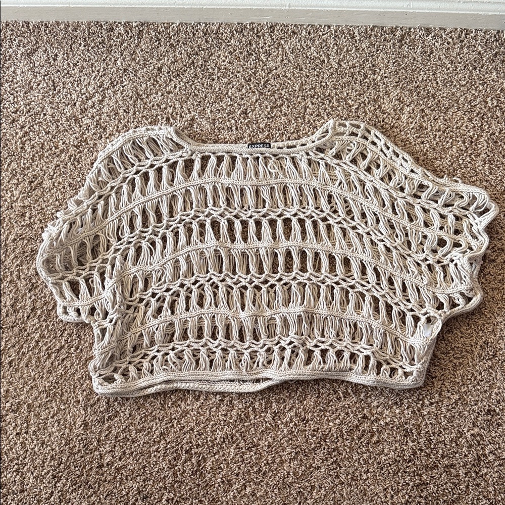 Express Beige Textured Knit Sweater